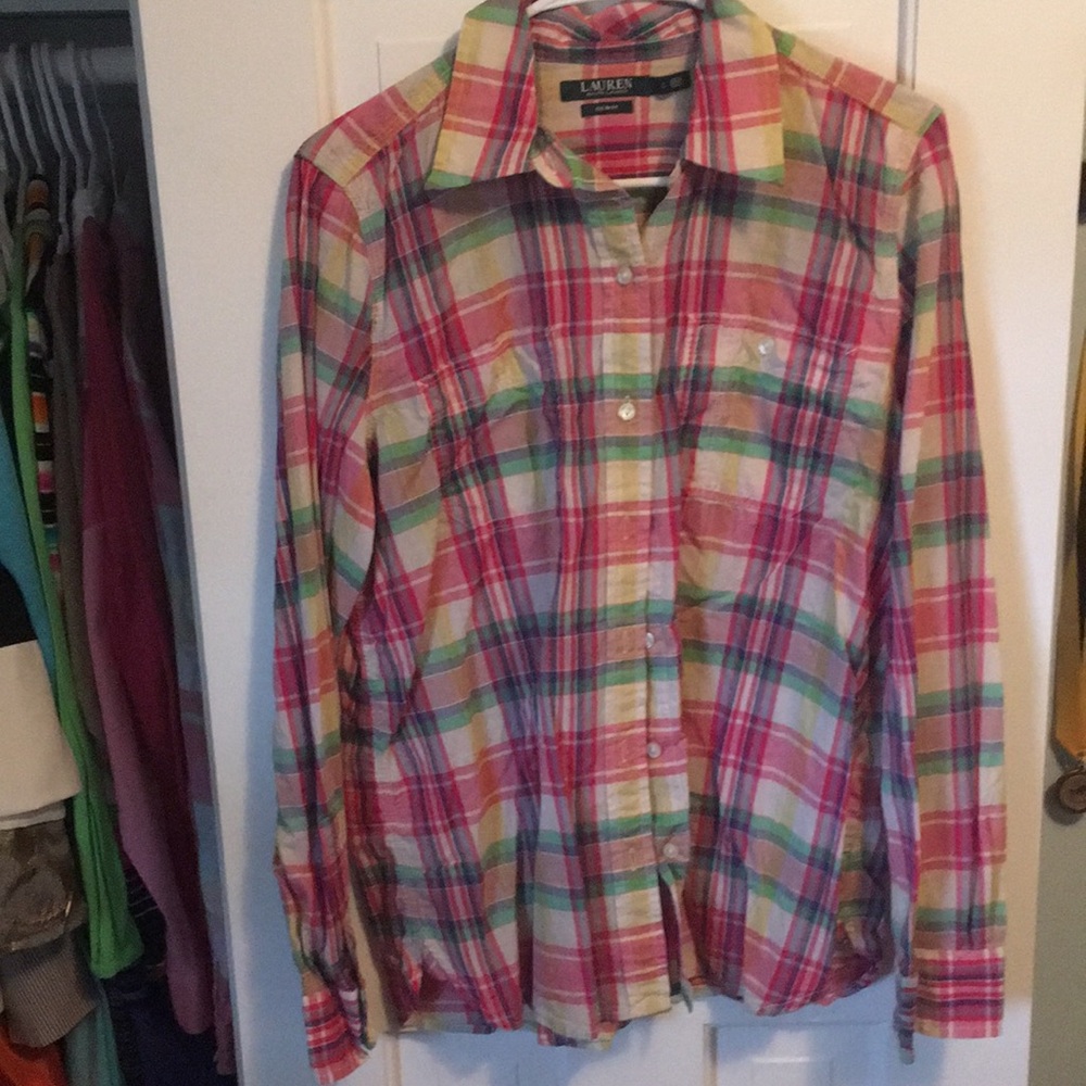 EUC plaid Ralph Lauren denim shirt